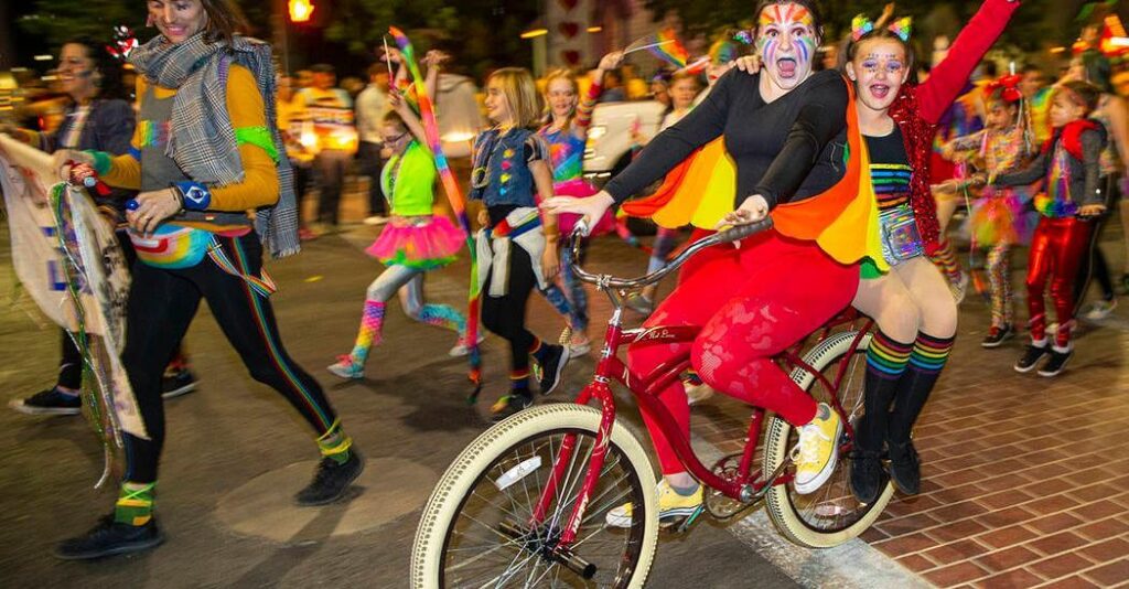 pride festival man on bike in las vegas
