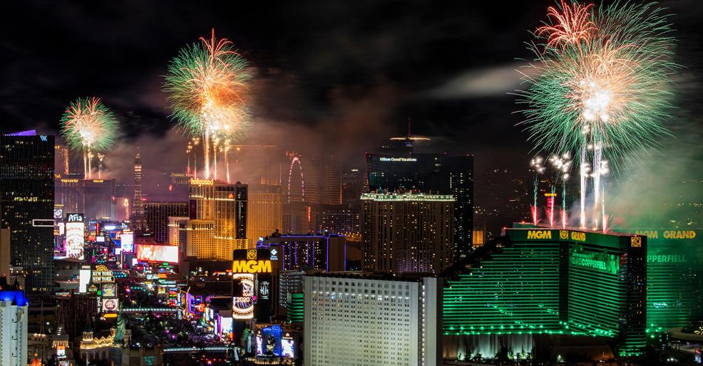 fireworks over the las vegas strip on new years eve